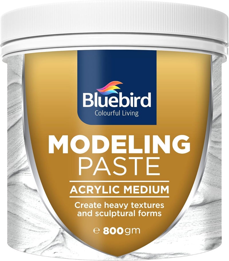 Bluebird  Thick Modeling Paste White 28.2 Oz / 800gm - High Density, Acrylic Medium for Texture, Thickness, and Dimension Additive - Image 1